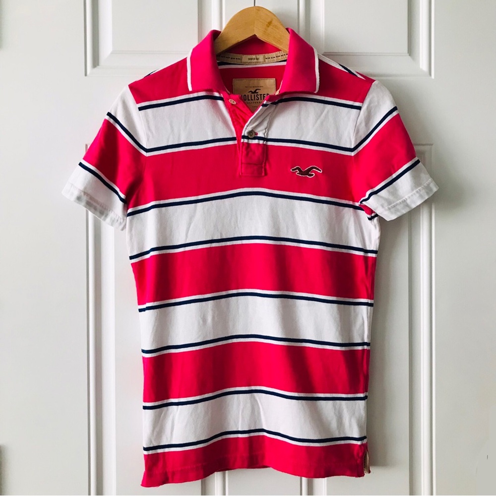 Vintage Abercrombie Fitch Shirt Pink Striped Relaxed Polo Golf Rugby Mens Y2K